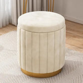Light Luxury Makeup Stool - Round Bedroom Stool, Sofa Stool & Dressing Table Stool with Storage - Himpall